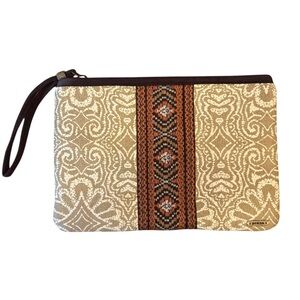 Prana Beige and Brown Clutch Bag